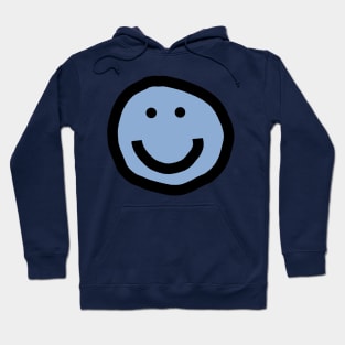 Minimal Happy Smiley Face Blue Hoodie